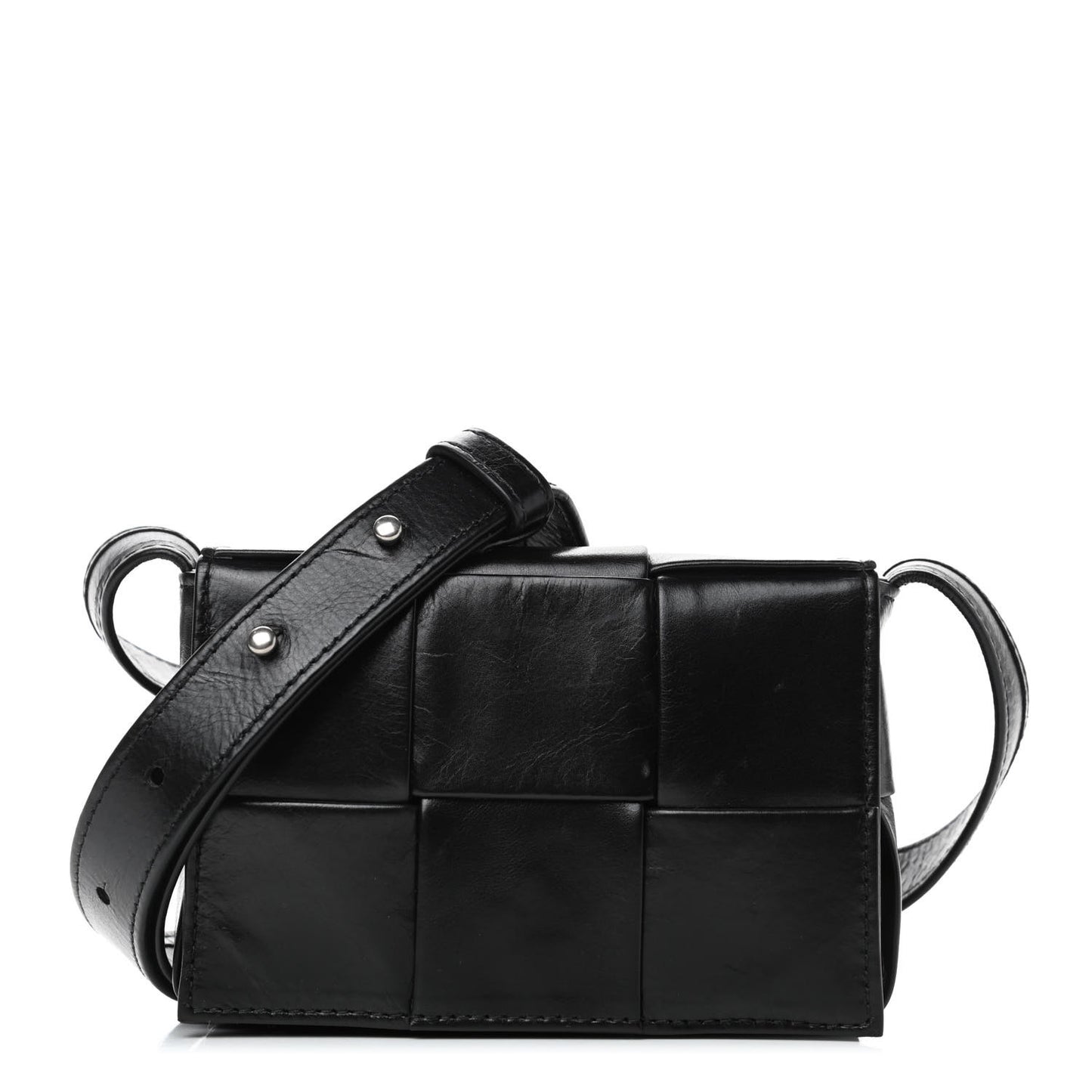 Paper Calfskin Maxi Intreccio Extra Mini Cassette Crossbody Bag Black