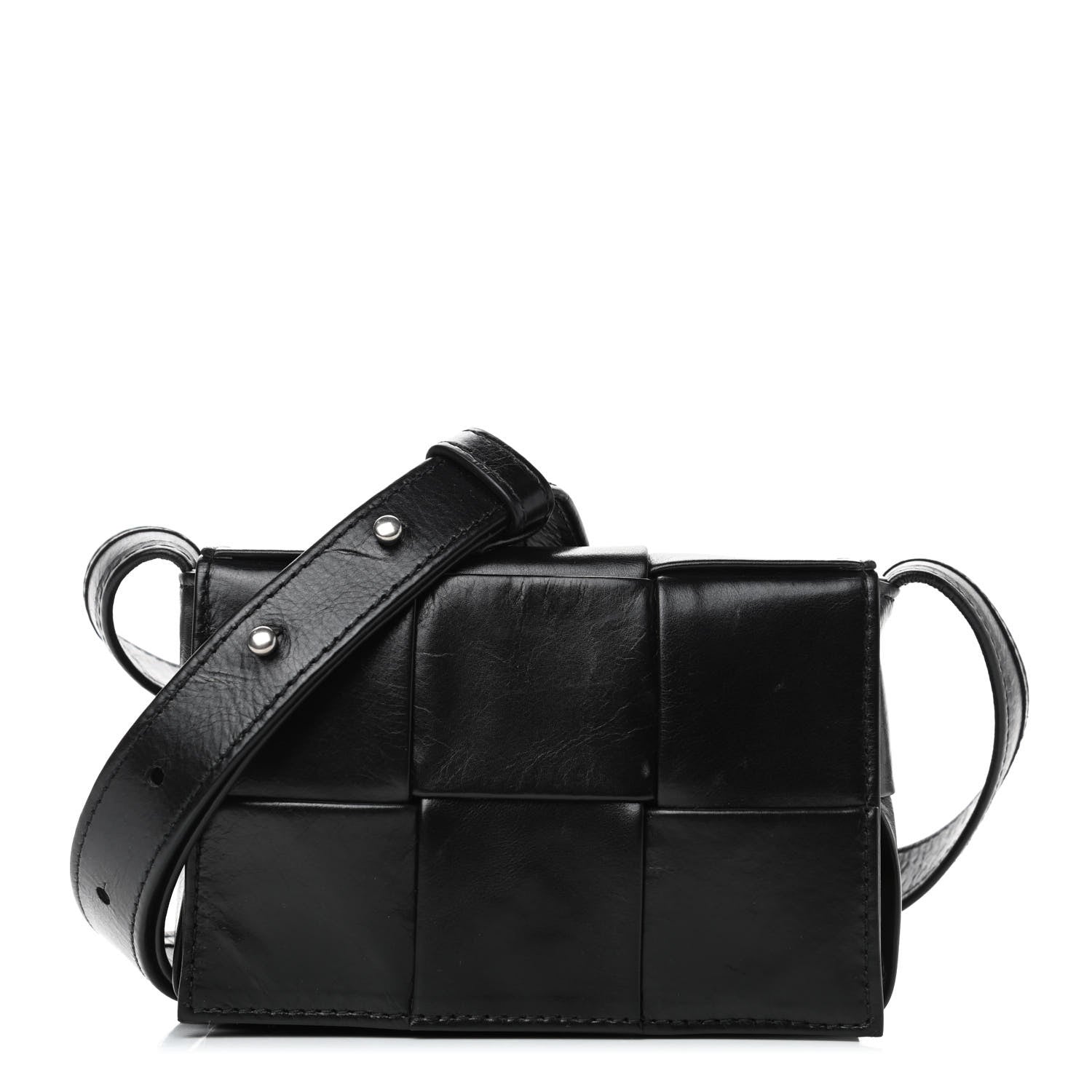 Bottega Veneta Paper Calfskin Maxi Intreccio Extra Mini Cassette Crossbody Bag Black 1 of 4
