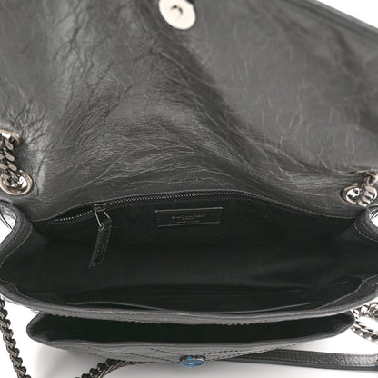 Saint Laurent Crinkled Calfskin Matelasse Monogram Medium Niki Chain Satchel Storm 5 of 10