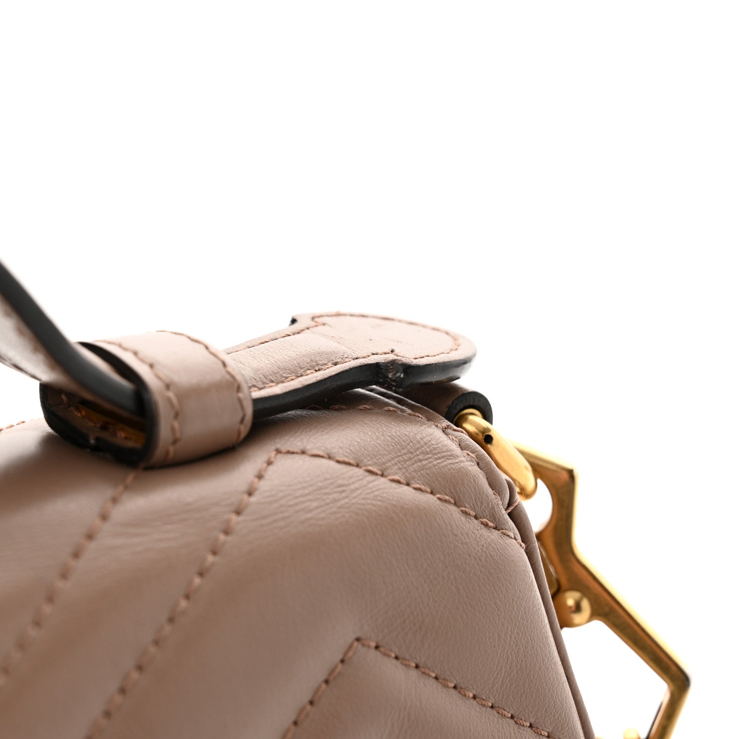 Gucci Calfskin Matelasse Mini GG Marmont Top Handle Shoulder Bag Porcelain Rose 15 of 15