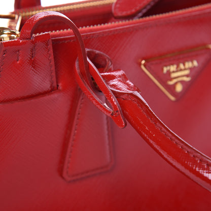 Prada Saffiano Vernice Small Galleria Double Zip Tote Rosso 16 of 17