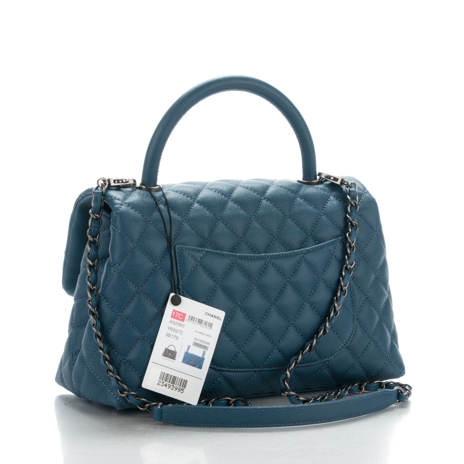 Chanel Caviar Quilted Small Coco Handle Flap Blue 3 of 8