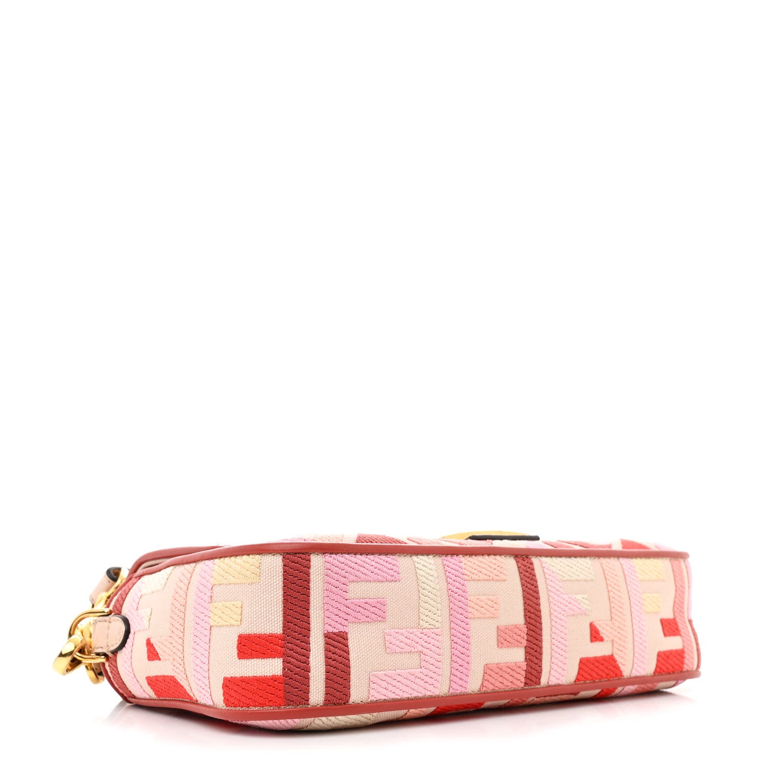 Fendi Canvas Vitello King FF Embroidered Baguette Rosa Quarzo Bloody Mary Multicolor 4 of 10