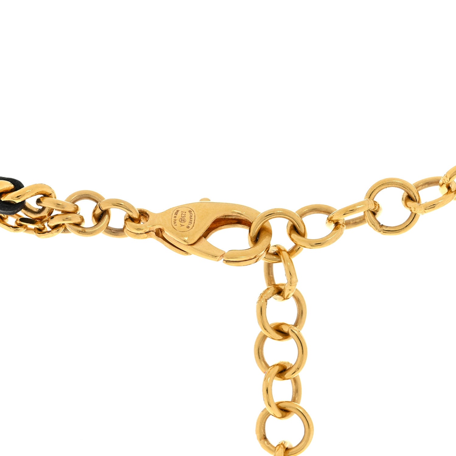 Chanel Metal Lambskin Crystal CC Double Chain Necklace Black Gold 3 of 4
