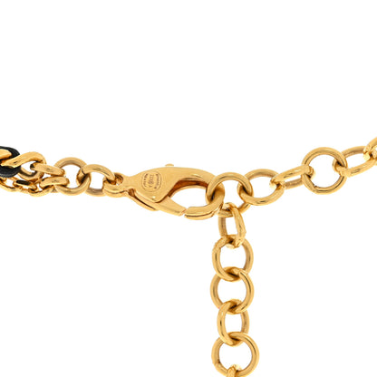 Chanel Metal Lambskin Crystal CC Double Chain Necklace Black Gold 3 of 4