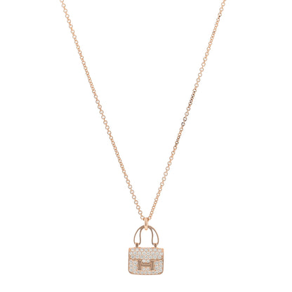 Hermes 18K Rose Gold Diamond Constance Amulettes Pendant Necklace 1 of 4