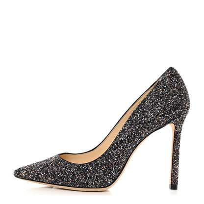 Jimmy Choo Coarse Glitter Degrade Pointy Toe Romy 100 Pumps 36 Black 1 of 7