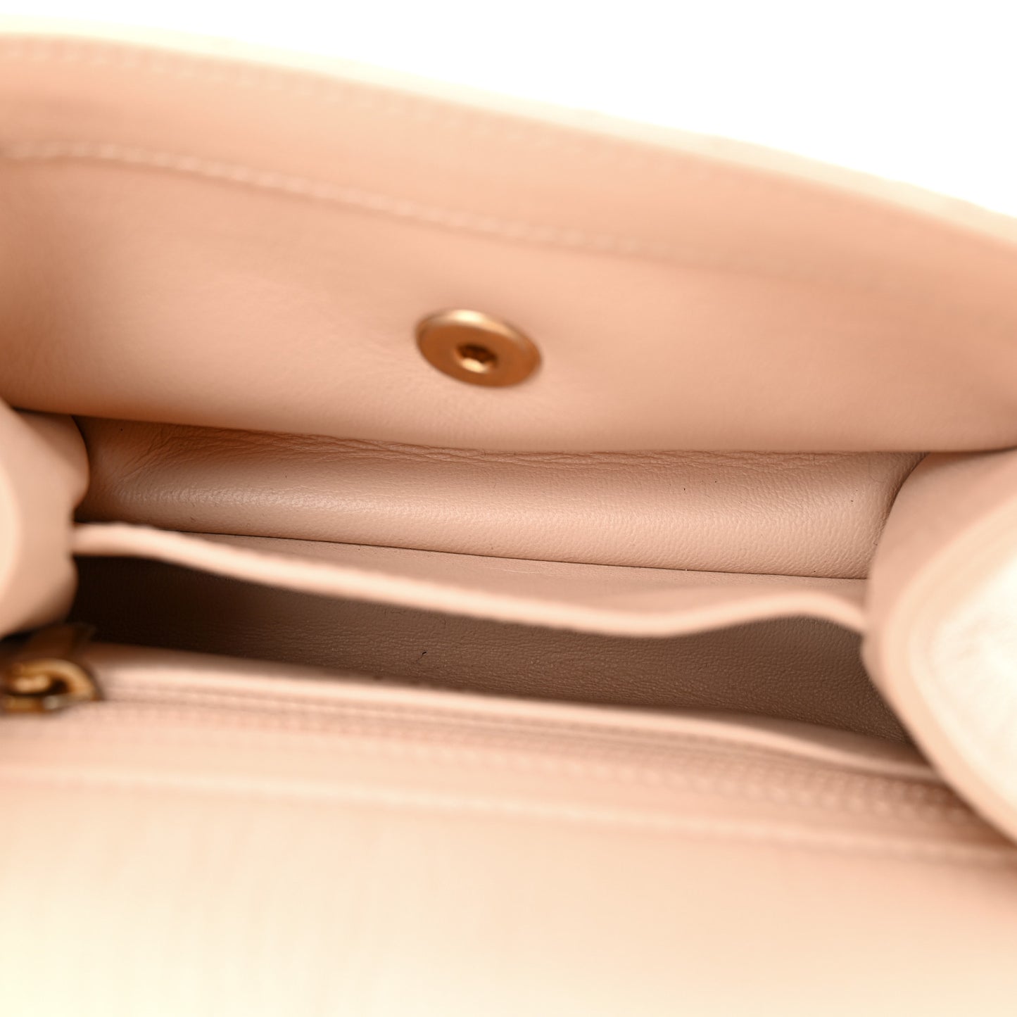 Crumpled Lambskin Quilted Mini CC Links Top Handle Flap Beige
