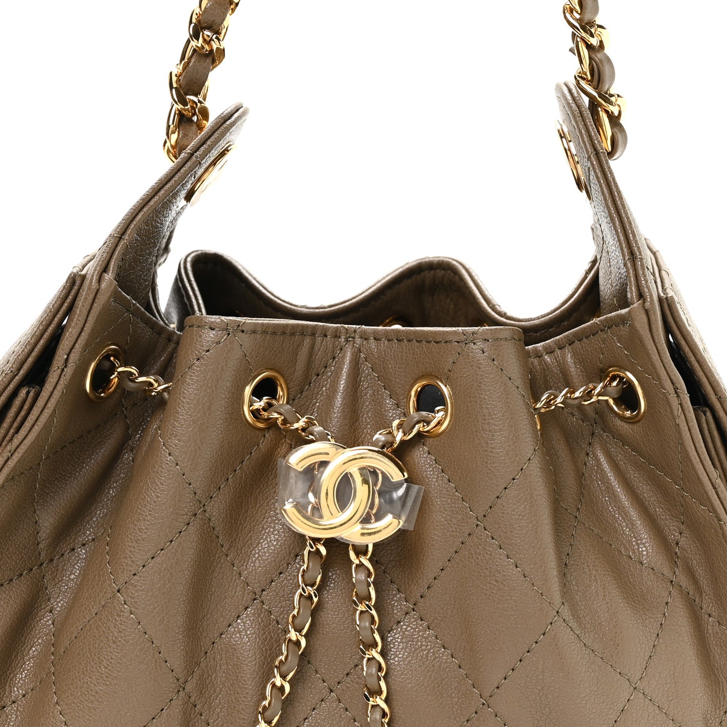 Goatskin Quilted Mini Chanel 25 Handbag Dark Khaki
