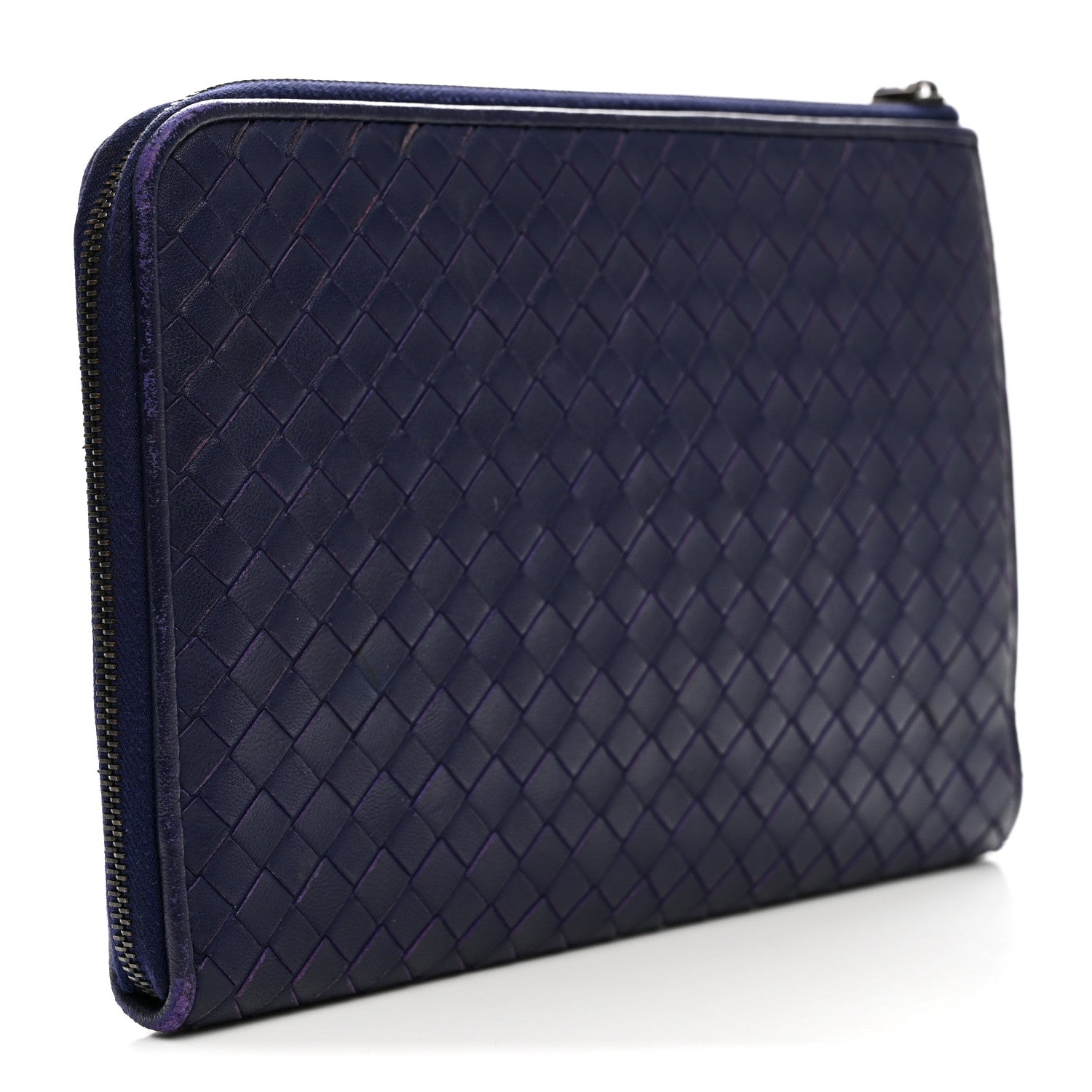 Bottega Veneta Nappa Intrecciato Flat Zip Pouch Navy 3 of 7