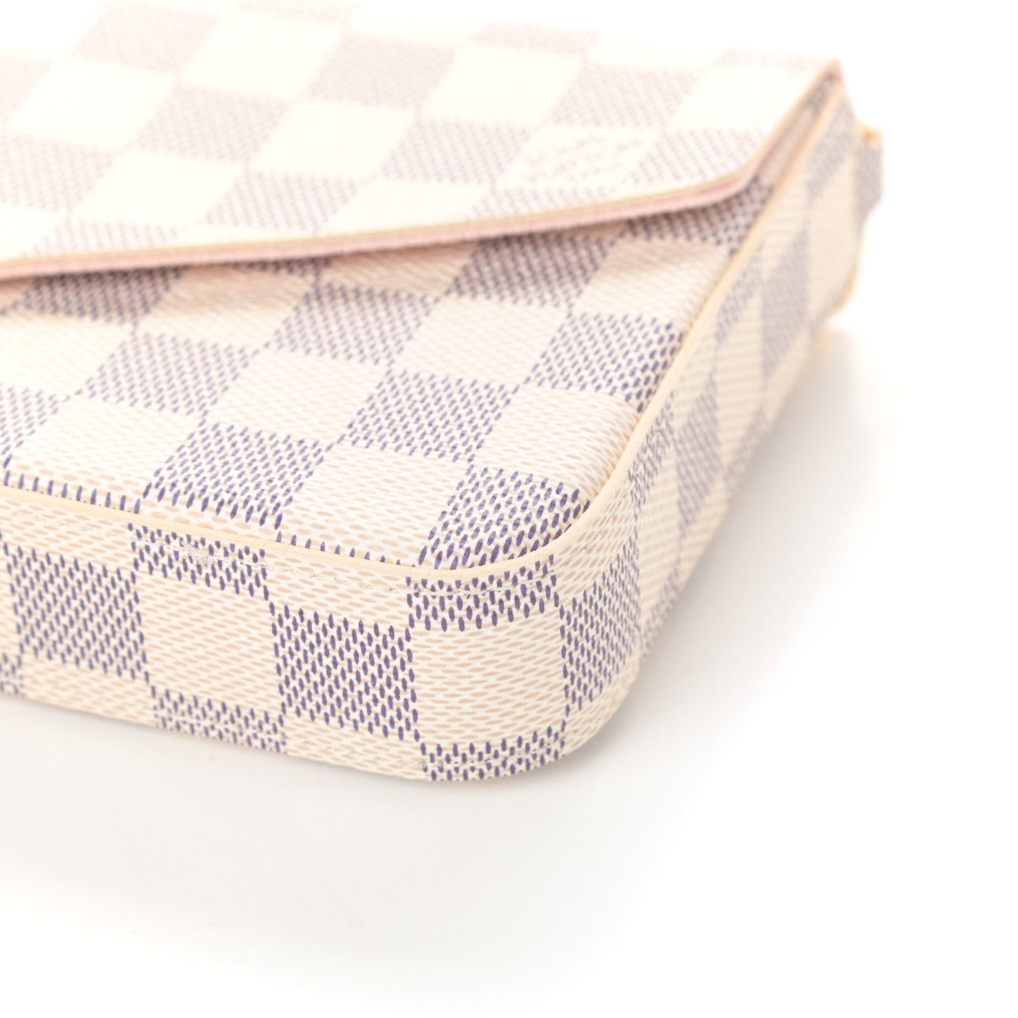 Damier Azur Pochette Felicie Chain Wallet Rose Ballerine