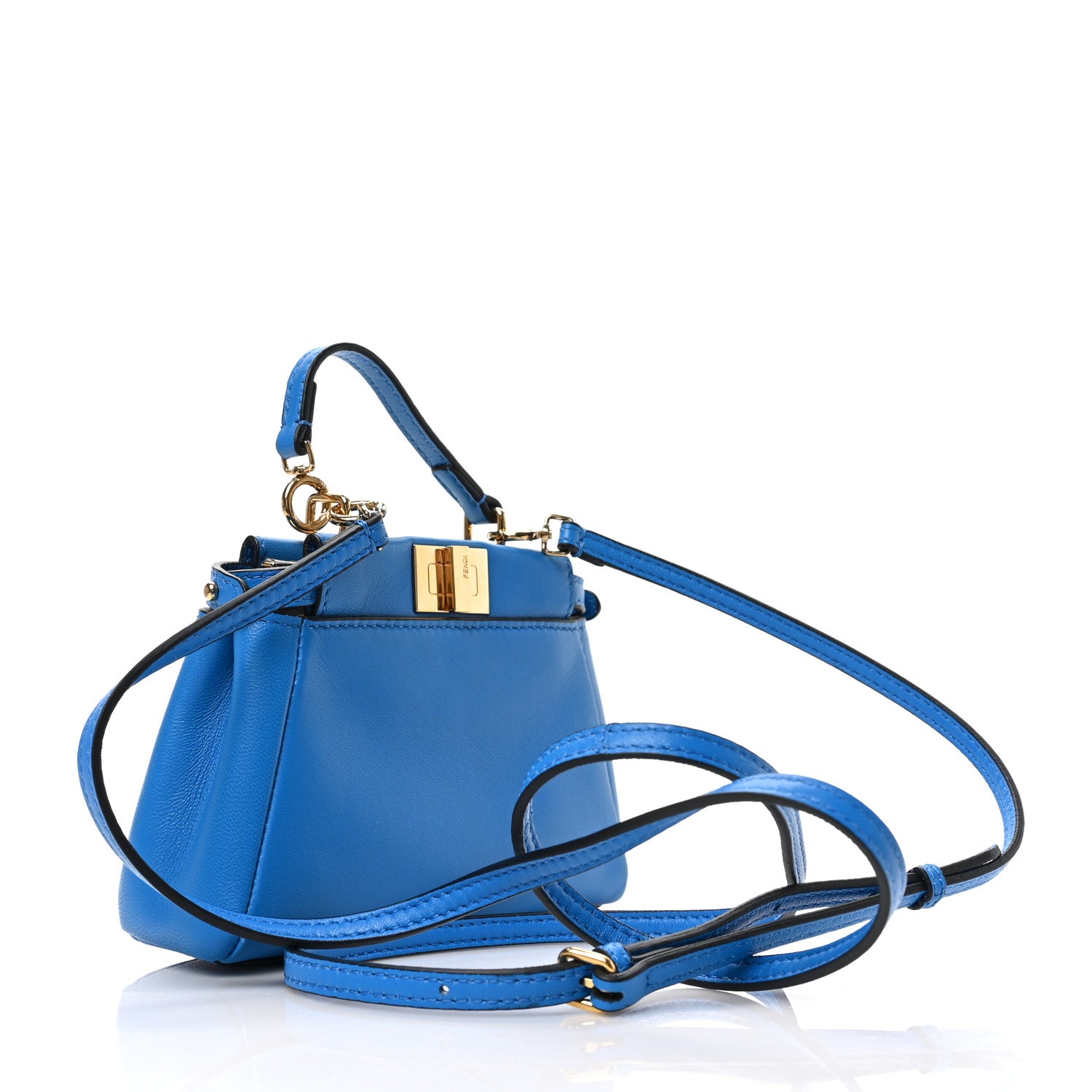 Fendi Shiny Nappa Micro Peekaboo Iconic Satchel Blue Royal 3 of 8