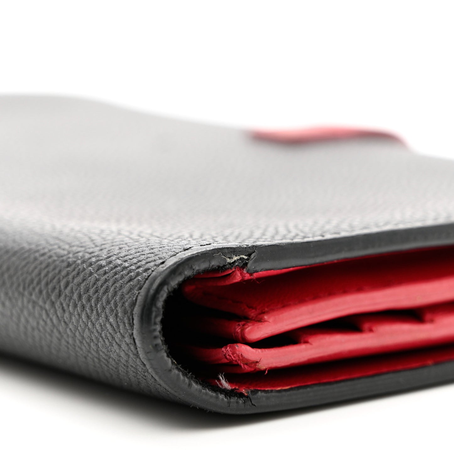 Grained Calfskin Large Multifunction Strap Wallet Black Pink