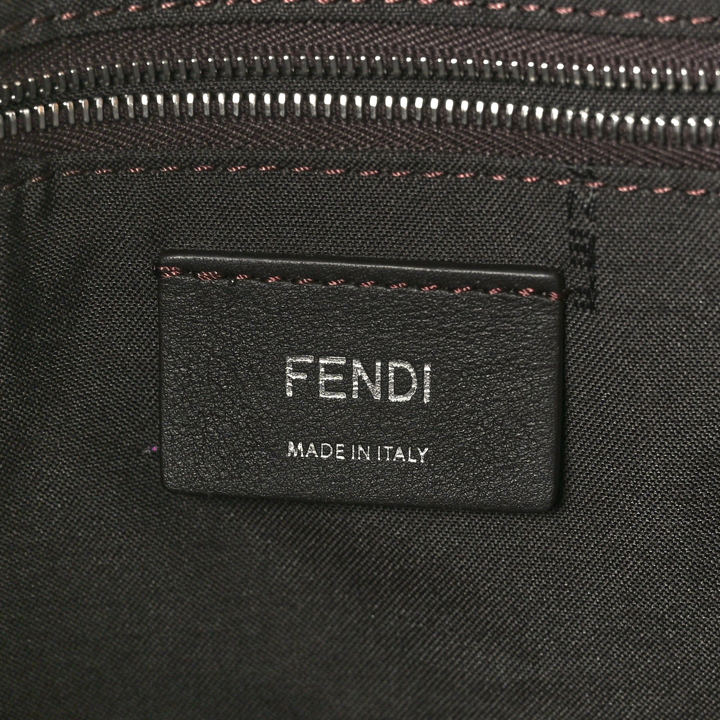 Glazed Fabric Vitello Century FF 1974 Stamp Patch Shopping Tote Mogano Panna Black