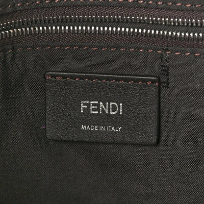 Fendi Glazed Fabric Vitello Century FF 1974 Stamp Patch Shopping Tote Mogano Panna Black 6 of 9