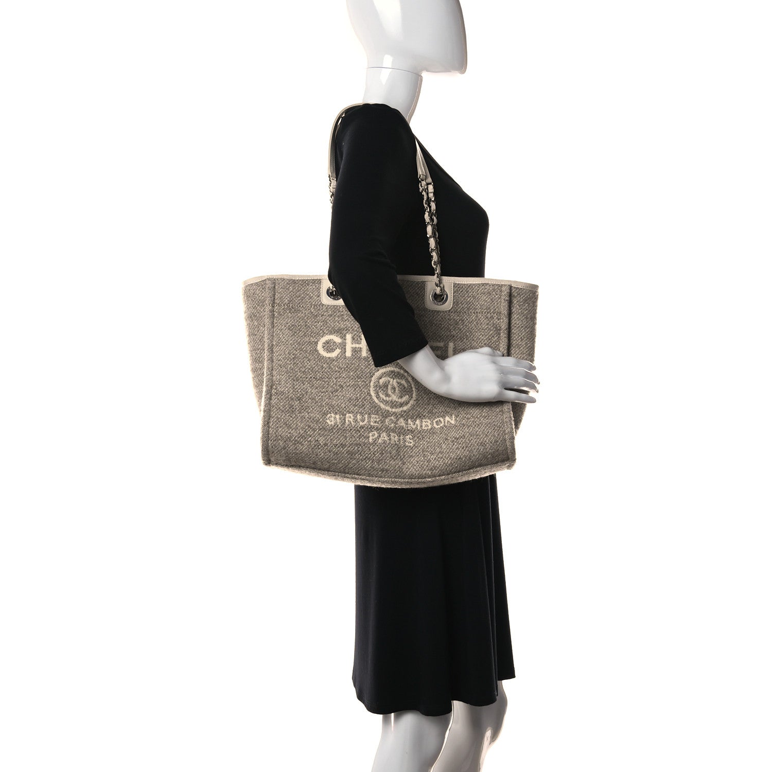 Chanel Mixed Fibers Small Deauville Tote Light Grey 2 of 14