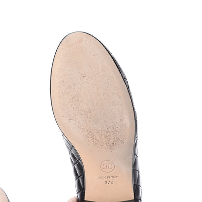 Chanel Lambskin Quilted CC Loafers 37.5 Black 8 of 15
