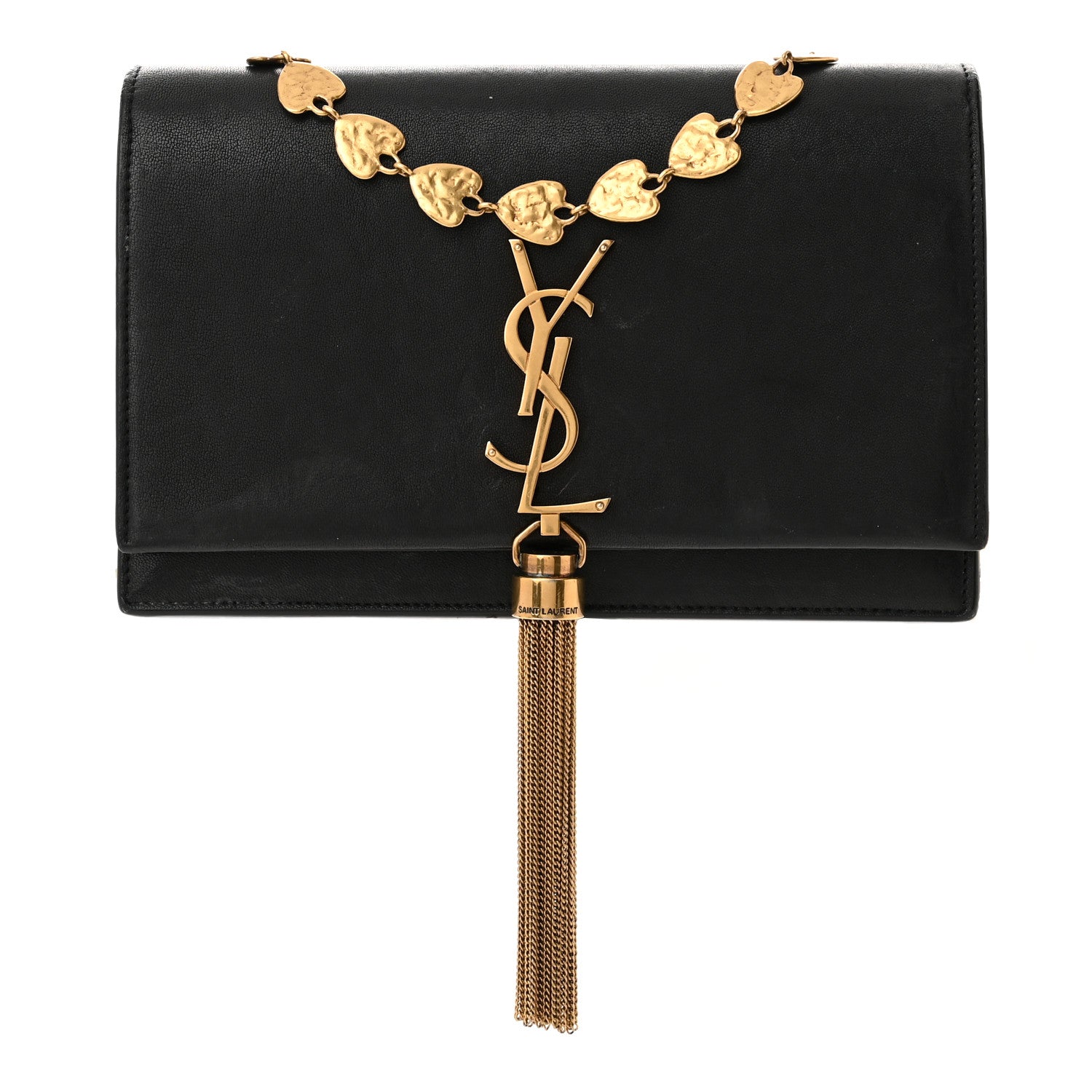 Saint Laurent Smooth Calfskin Classic Monogram Kate Heart Tassel Heart Chain Wallet Black 1 of 15