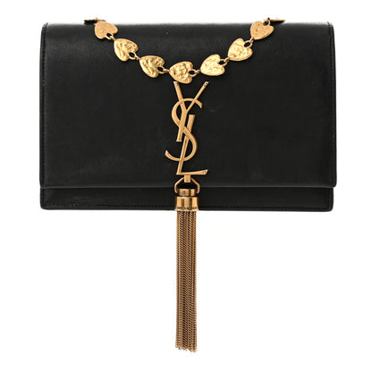 Saint Laurent Smooth Calfskin Classic Monogram Kate Heart Tassel Heart Chain Wallet Black 1 of 15