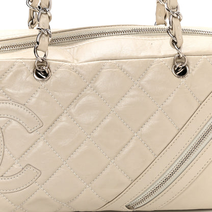 Chanel Aged Calfskin Quilted Cotton Club Bowler Pearl 8 of 10