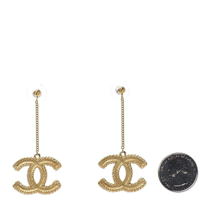 Chanel CC Drop Earrings Matte Gold 2 of 5