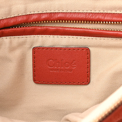Chloe Suede Calfskin Braided Medium Marcie Satchel Terracotta Red 6 of 13
