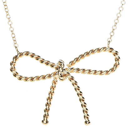 Tiffany 18K Yellow Gold Twist Bow Pendant Necklace 5 of 8