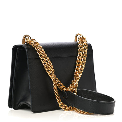 Prada Saffiano Soft Calfskin Chain Crossbody Bag Black 2 of 11