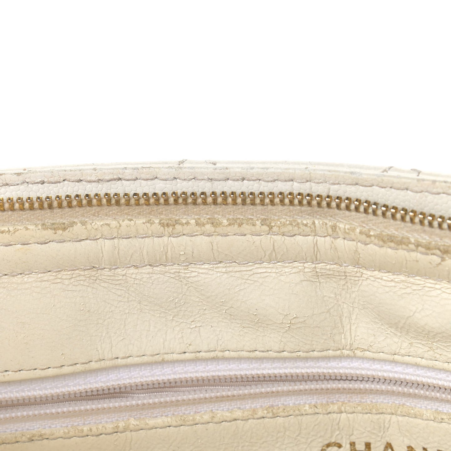 Caviar Stitched Shoulder Bag White