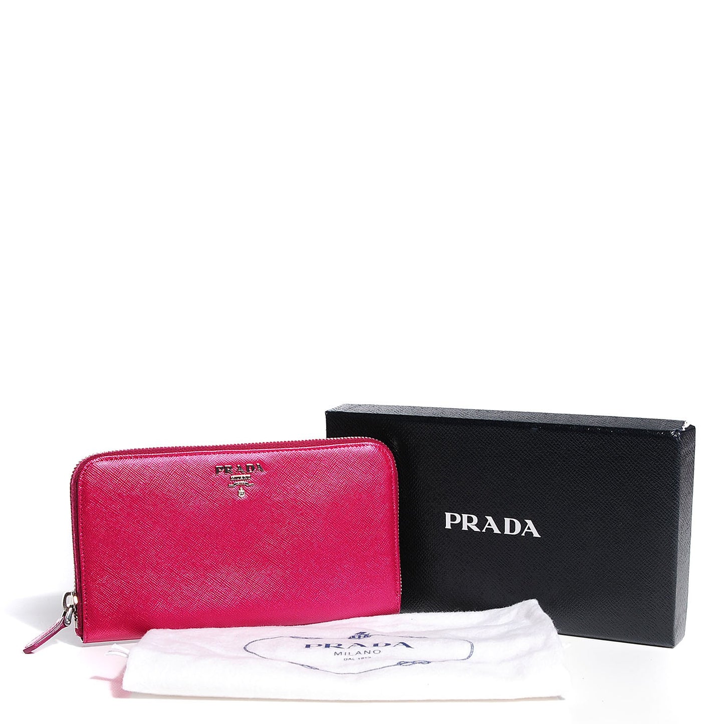 Metallic Saffiano Metal Zip Around Wallet Ametista
