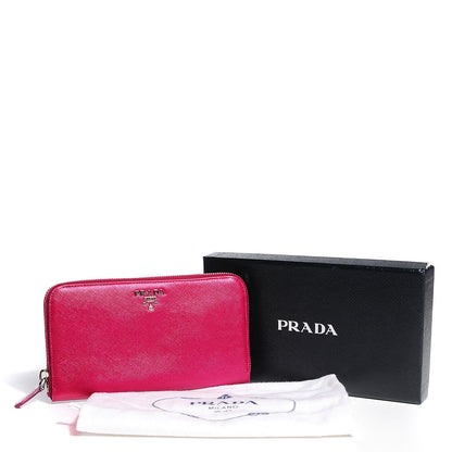 Prada Metallic Saffiano Metal Zip Around Wallet Ametista 9 of 10
