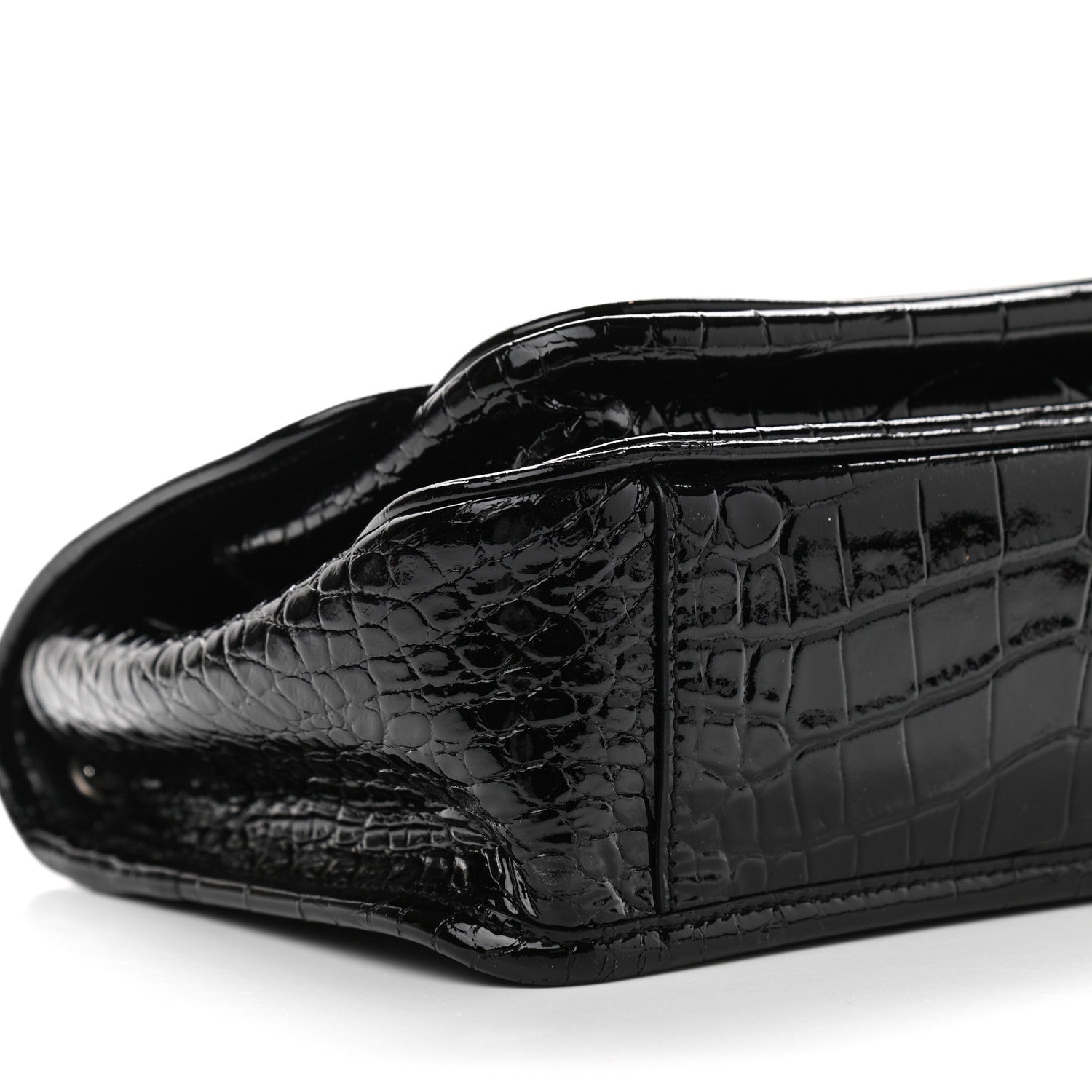 Saint Laurent Patent Crocodile Embossed Lambskin Monogram Baby Niki Chain Satchel Black 10 of 12