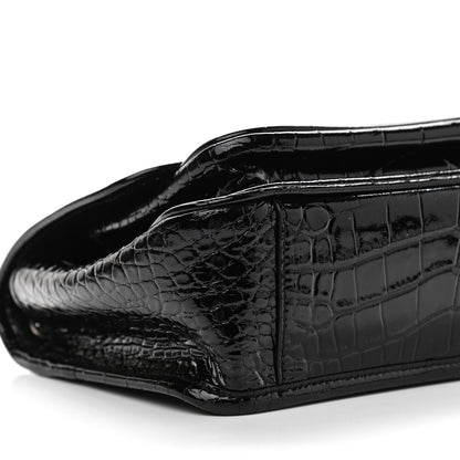 Saint Laurent Patent Crocodile Embossed Lambskin Monogram Baby Niki Chain Satchel Black 10 of 12