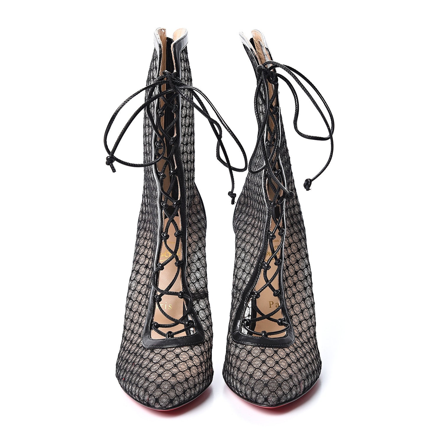 Nappa Fishnet Lace Hotero 100 Ankle Boots 37.5 Black