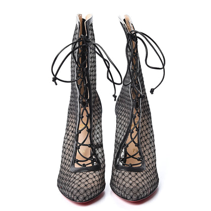 Christian Louboutin Nappa Fishnet Lace Hotero 100 Ankle Boots 37.5 Black 3 of 8