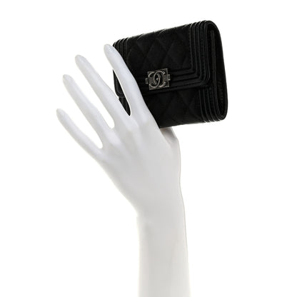 Chanel Caviar Quilted Compact Boy Wallet Black 2 of 8
