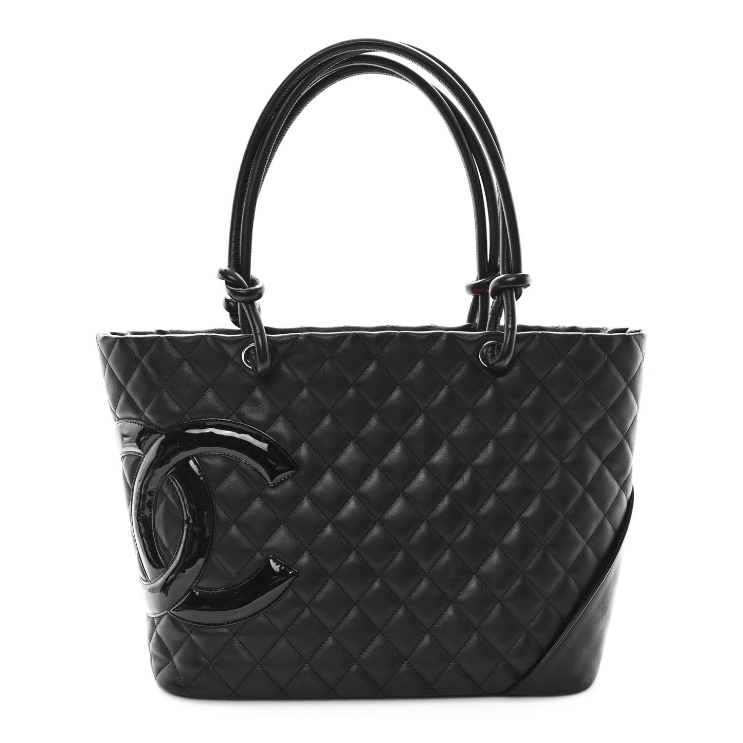 Calfskin Quilted Large Cambon Tote Black