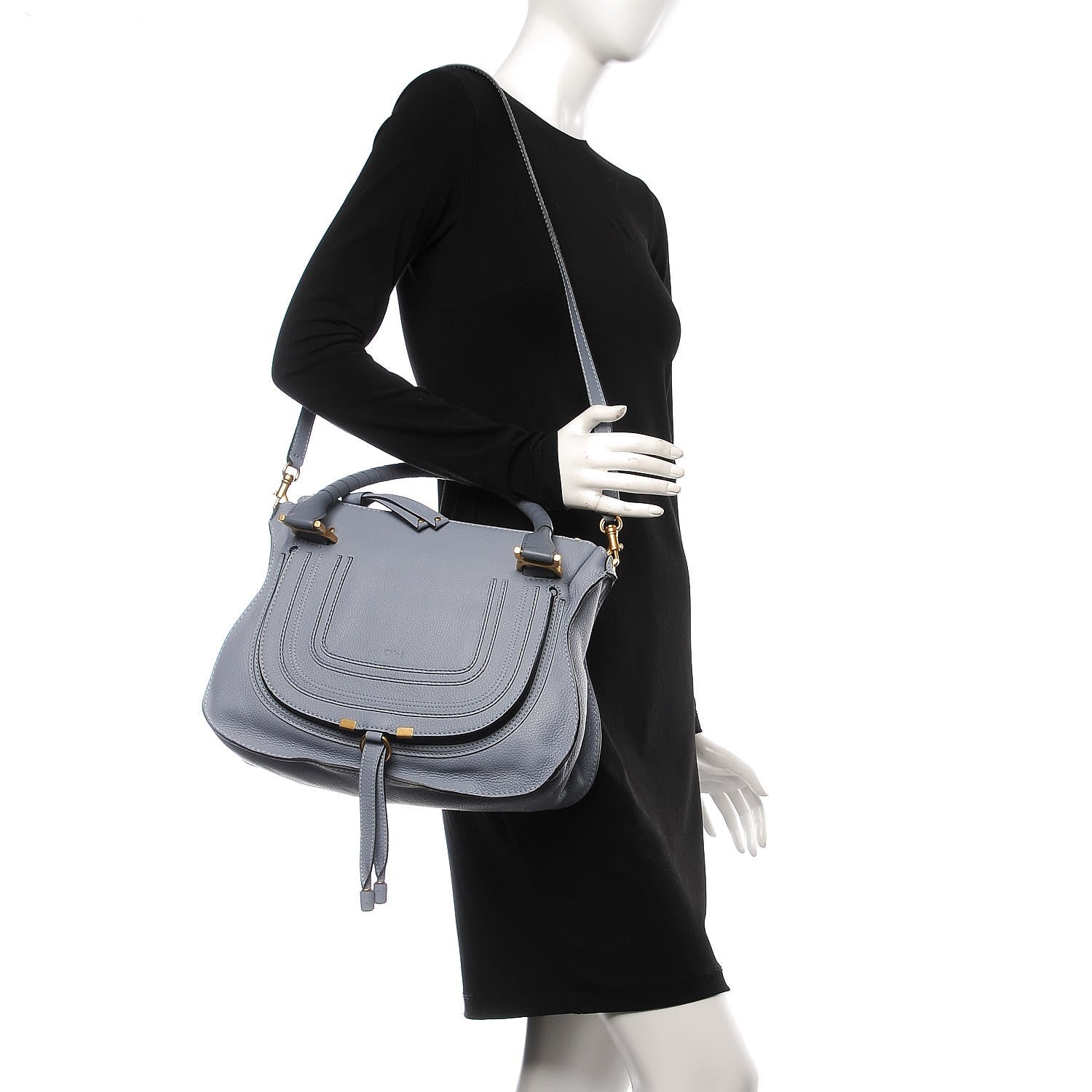 Chloe Calfskin Medium Marcie Satchel Washed Blue 2 of 9