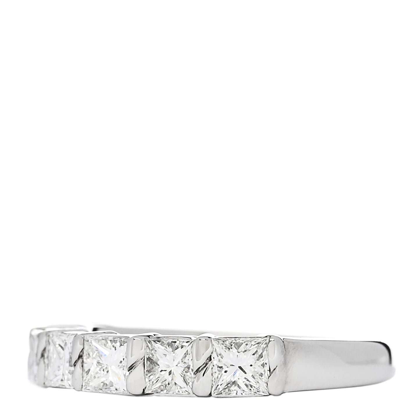 Platinum Diamond 1.00ct Princess Cut Half Eternity Band Ring 49 4.75