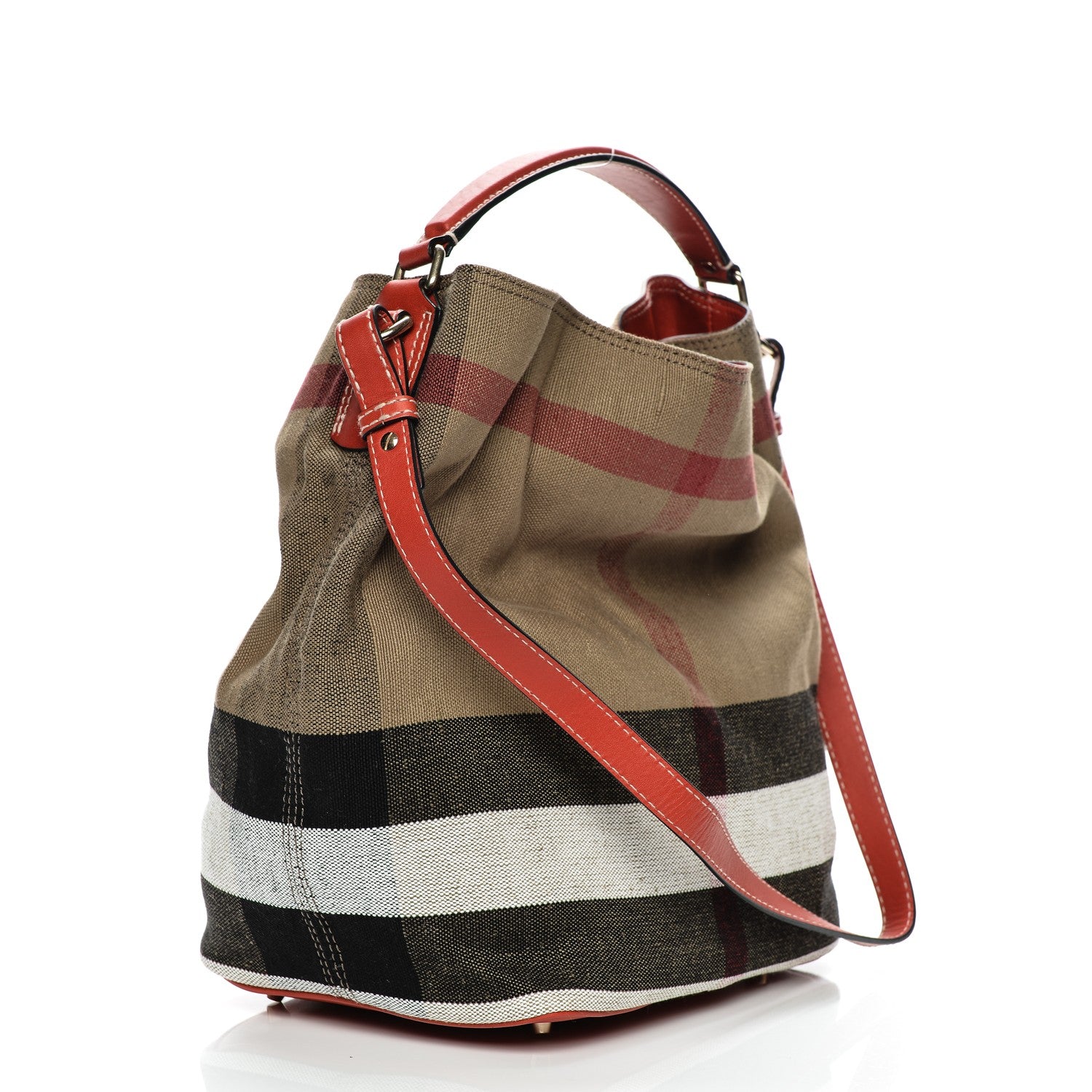 Burberry Canvas Mega Check Medium Ashby Hobo Red 3 of 6
