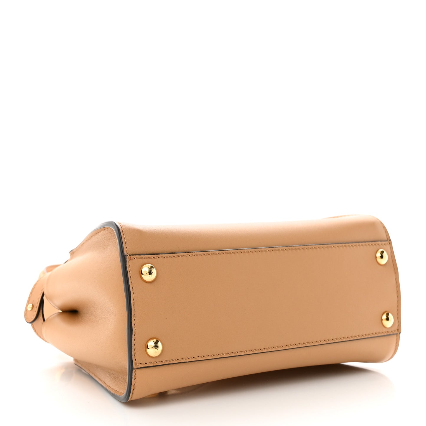 Vitello Seta Canvas FF Embroidered Mini Peekaboo Iconic Satchel Miele Scuro Poudre