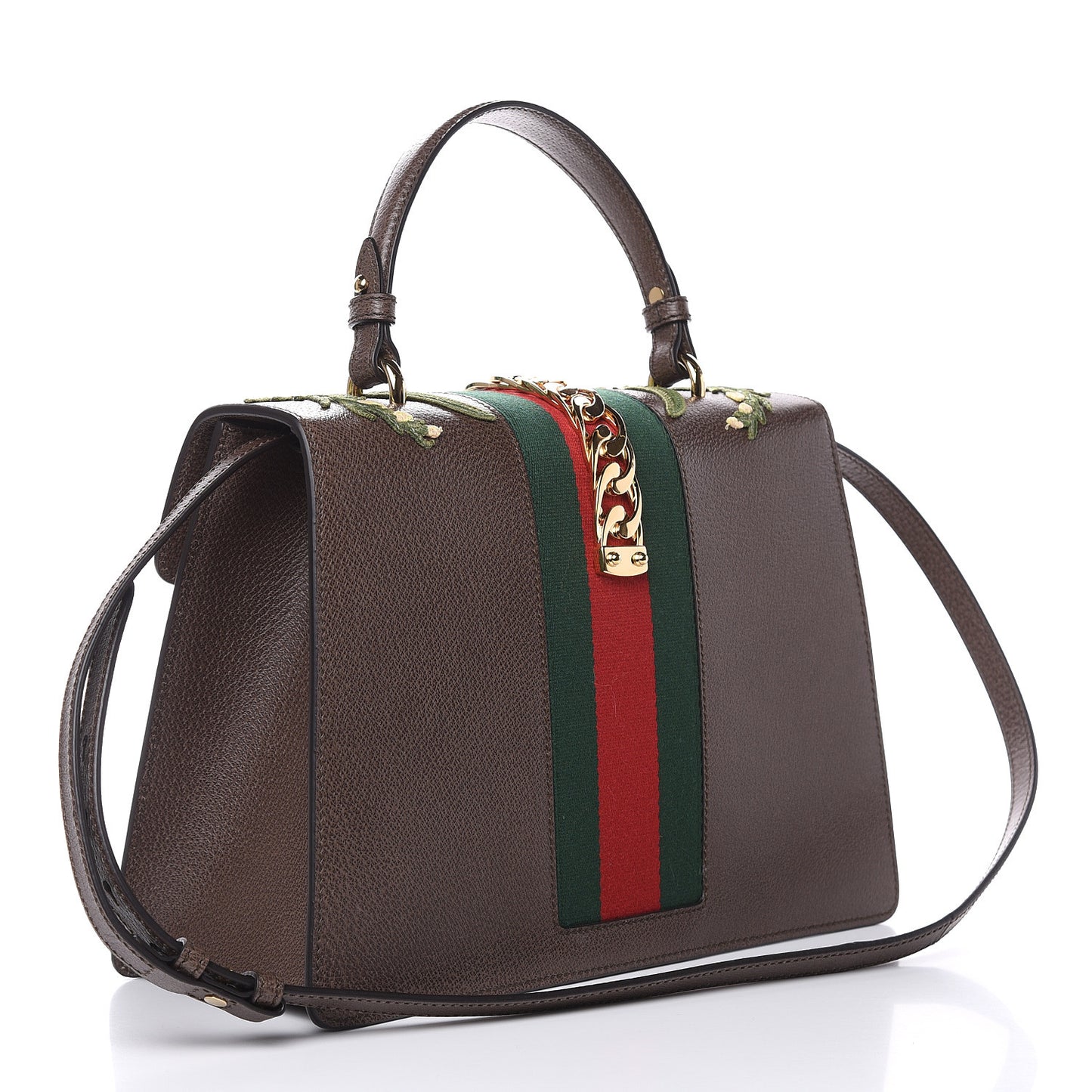 Calfskin Embroidered Medium Sylvie Top Handle Bag New Acero Multicolor