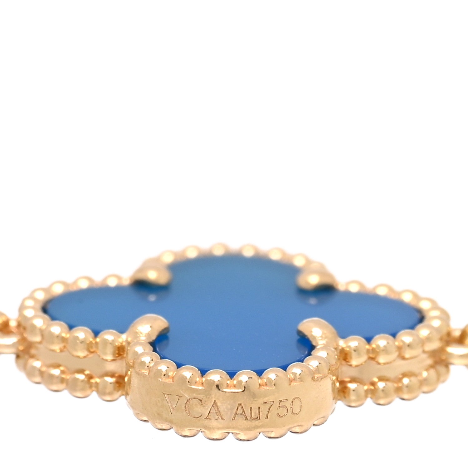 Van Cleef & Arpels 18K Yellow Gold Blue Agate 5 Motifs Vintage Alhambra Bracelet 3 of 4