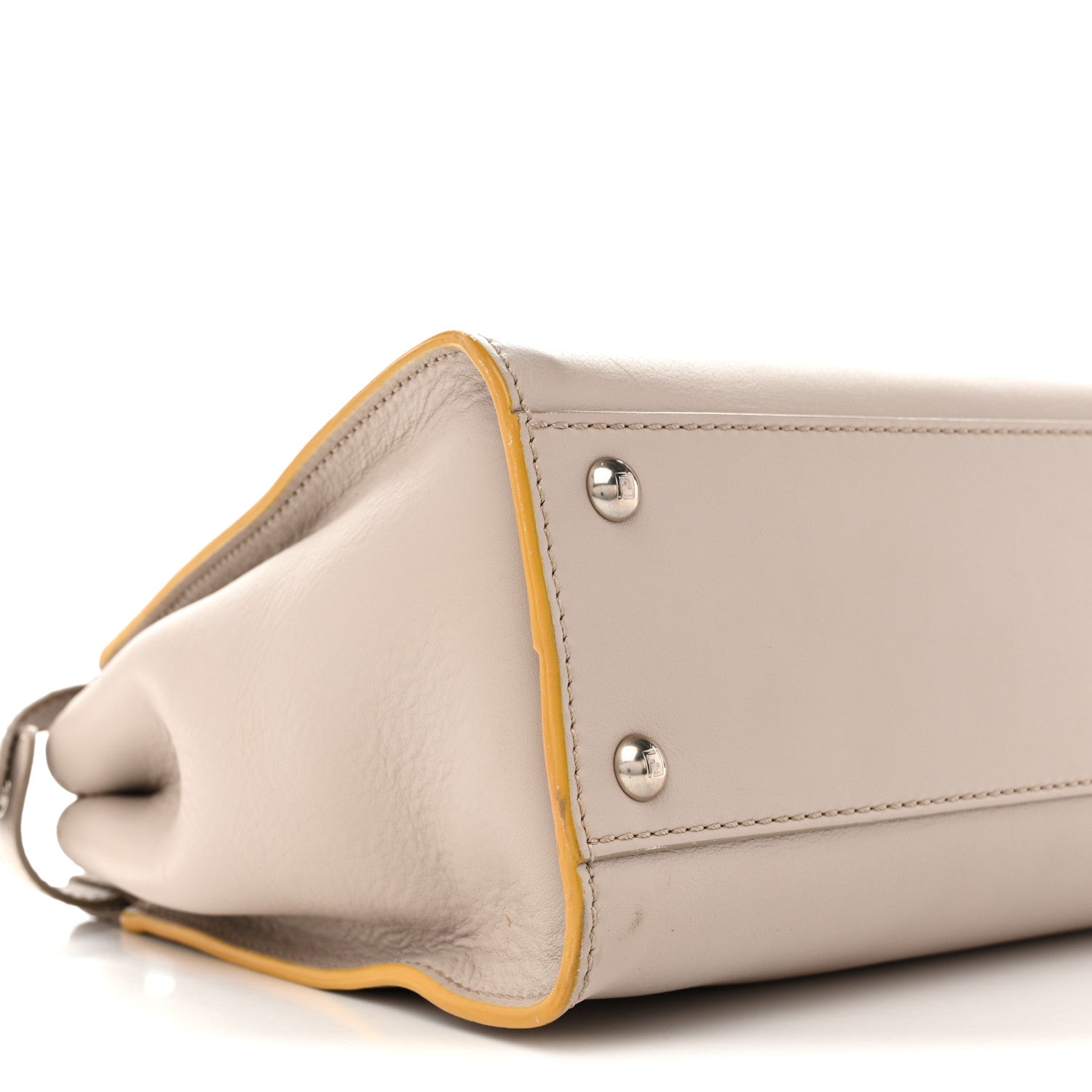 Fendi Vitello Seta Burro Medium Peekaboo Iconic Satchel Grigio Polvere Mattone 10 of 18