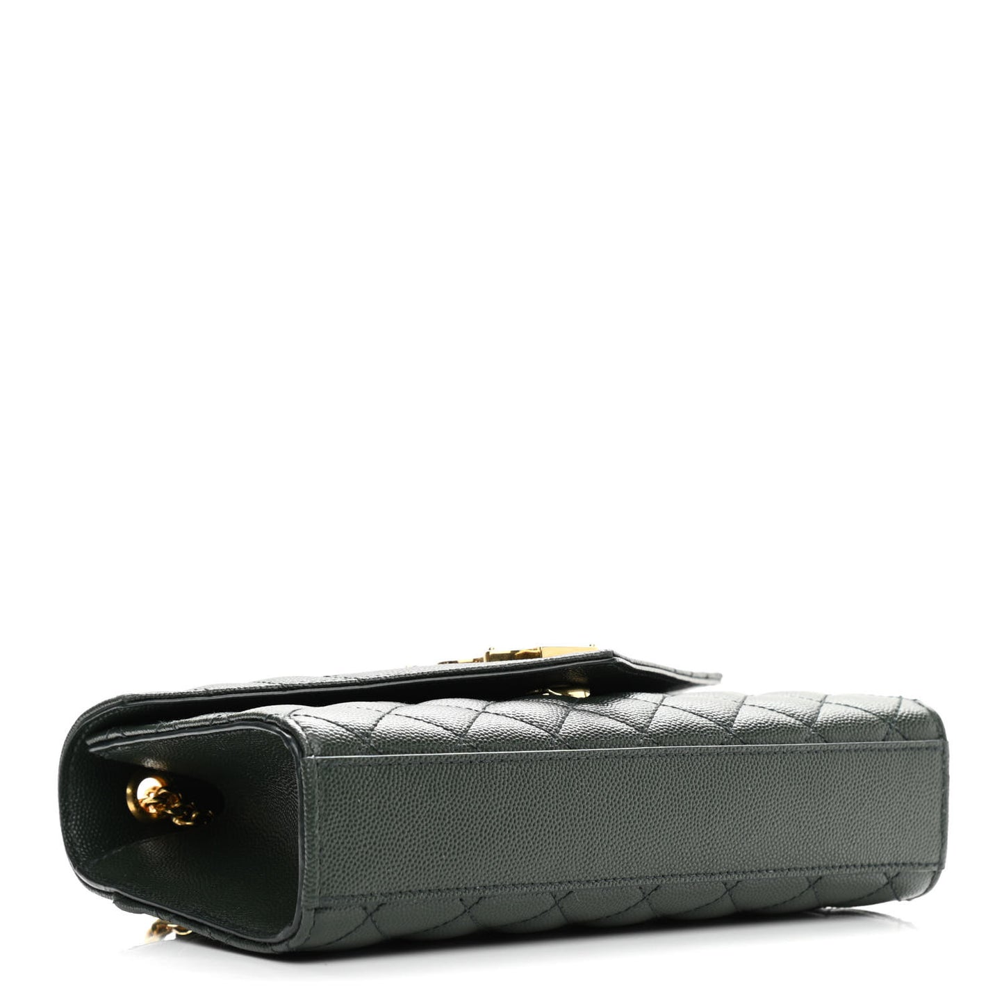 Grain De Poudre Textured Mixed Matelasse Triquilt Small Monogram Satchel Dark Green