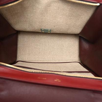 Celine Smooth Calfskin Linen Medium Tri-Color Trapeze Burgundy 5 of 12