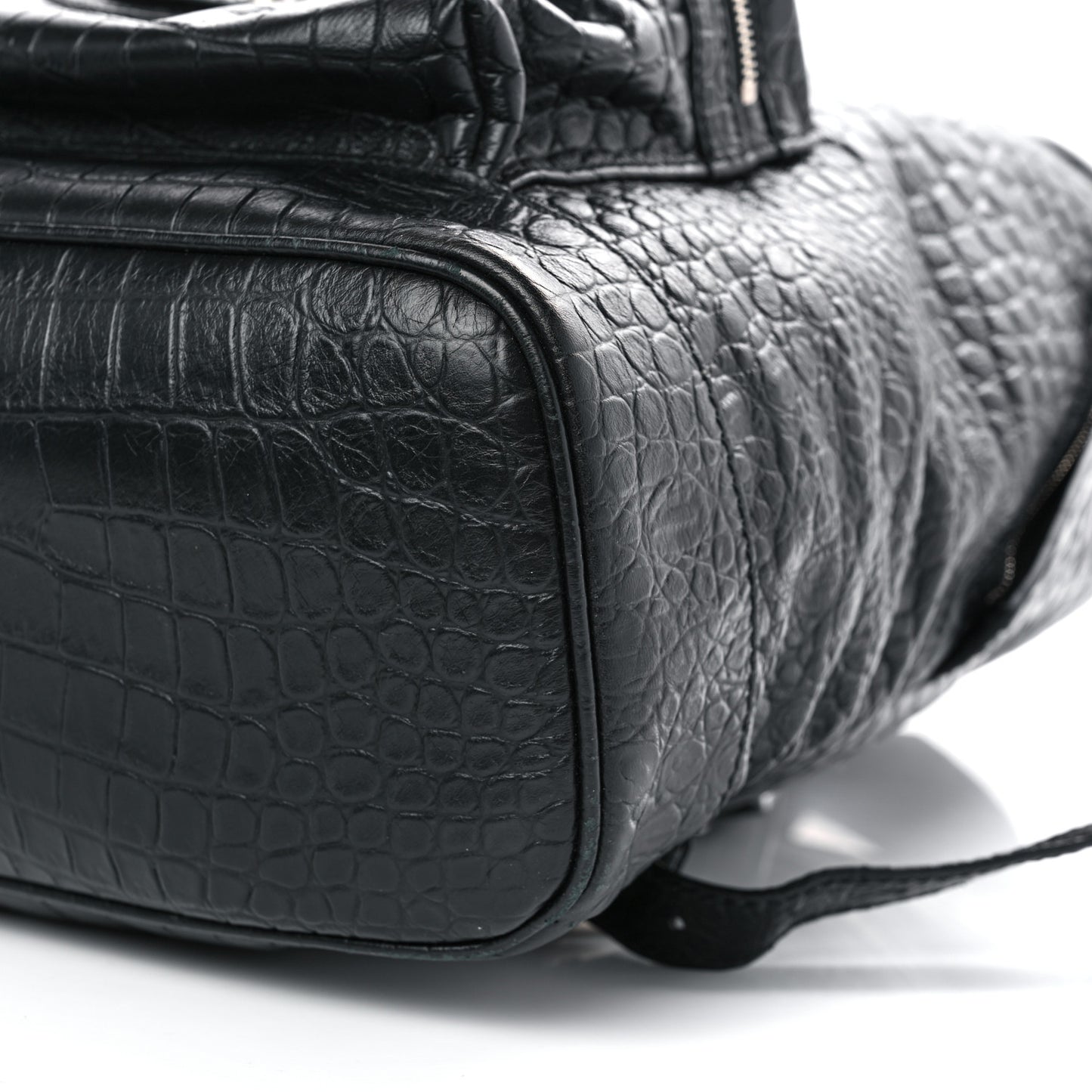 Calfskin Crocodile Classic Hardware Embossed Backpack Black