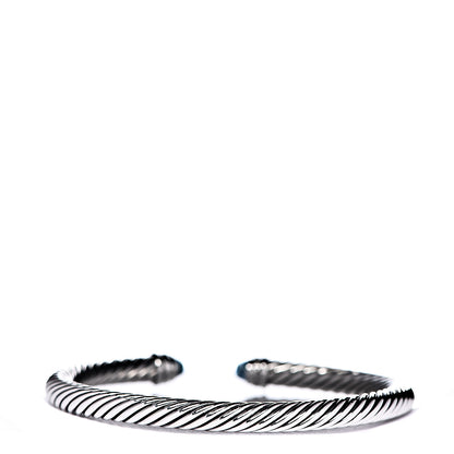 David Yurman Sterling Silver Diamond Blue Topaz 5mm Cable Classics Bracelet 3 of 6
