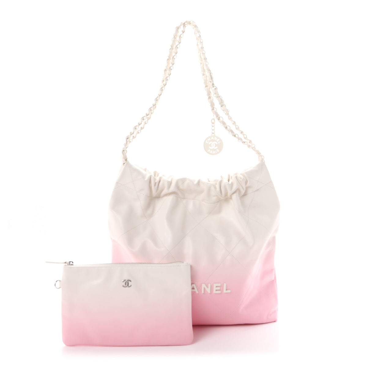 Chanel Patent Gradient Calfskin Quilted Small Chanel 22 White Light Pink 3 of 11