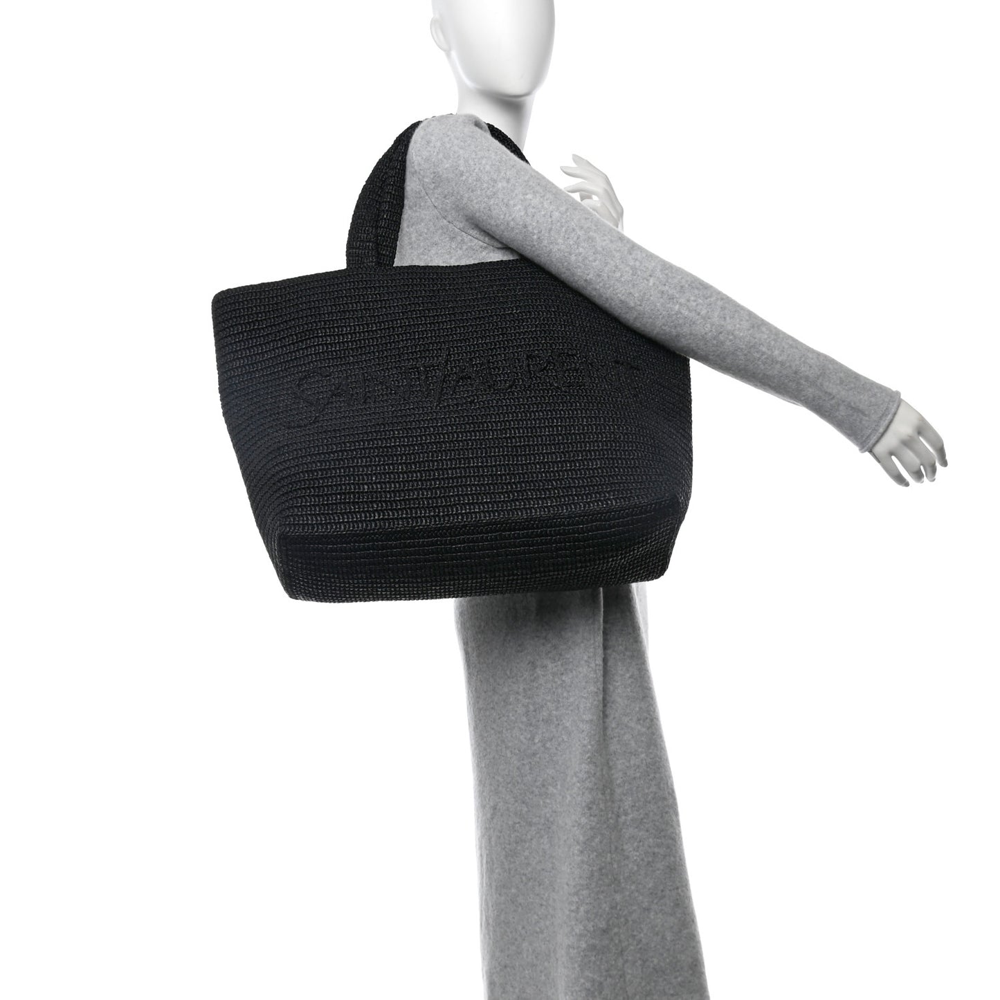 Raffia Logo Tote Black
